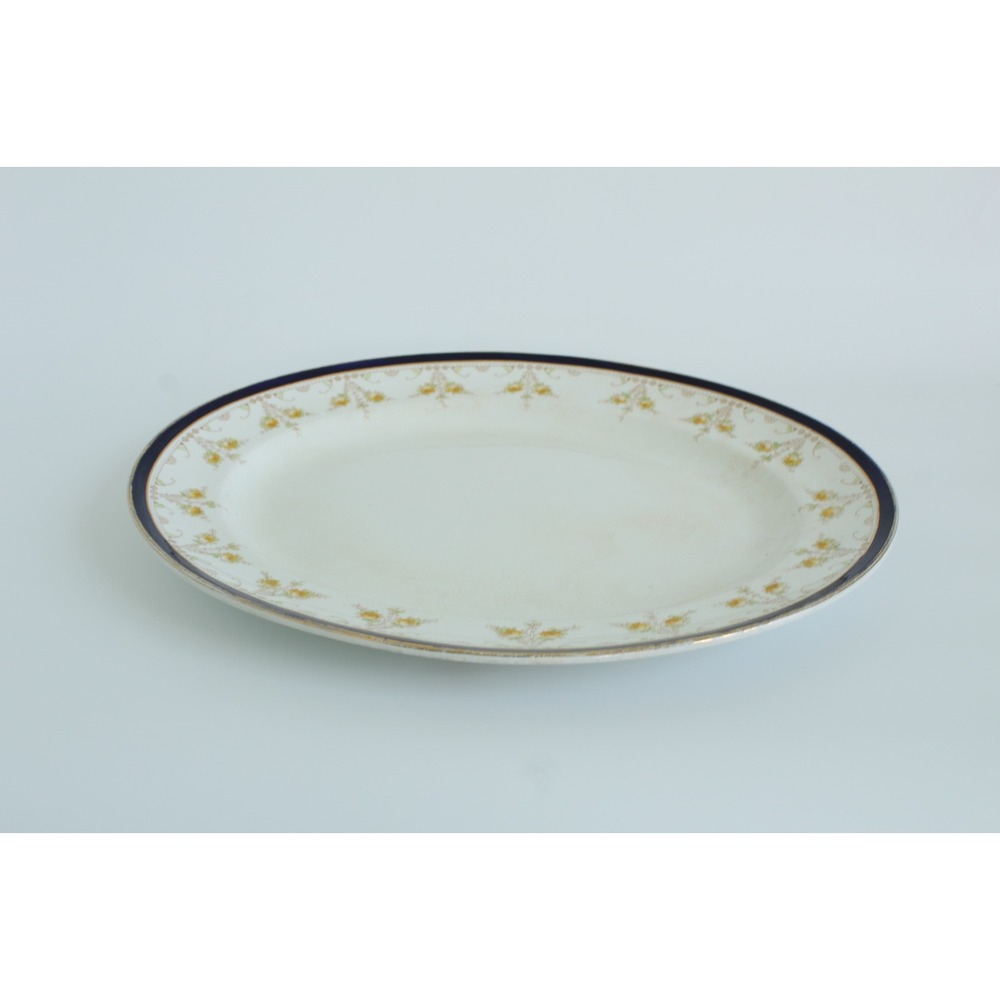 Burgess & Leigh Gem Oval Platter Ironstone Cobalt Blue Gold 17.5" Vintage